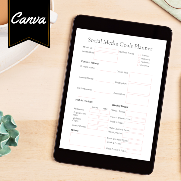 Social Media Goals Planner